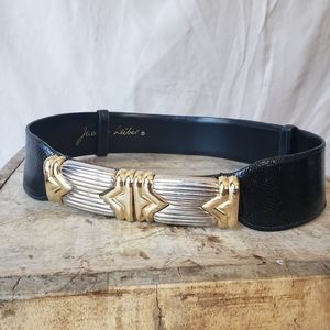 vintage Judith Leiber black lizard leather adjustable belt